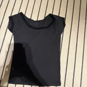 Brandy Melville Black Lace Trim Tee